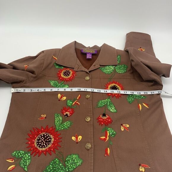 Tapestry Patch Red Flower & Bees Light Jacket Size M - Picture 7 of 12